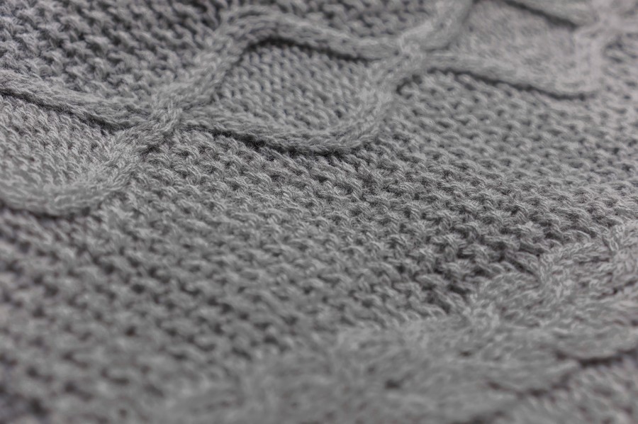Grey Knitted Merino Wool Blanket - Throw