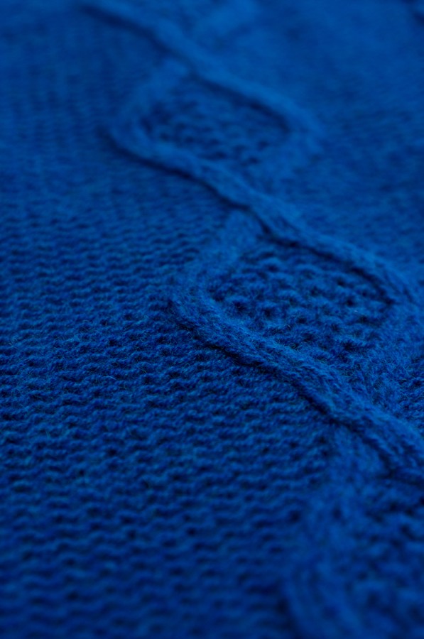 Blue Knitted Merino Wool Blanket - Throw