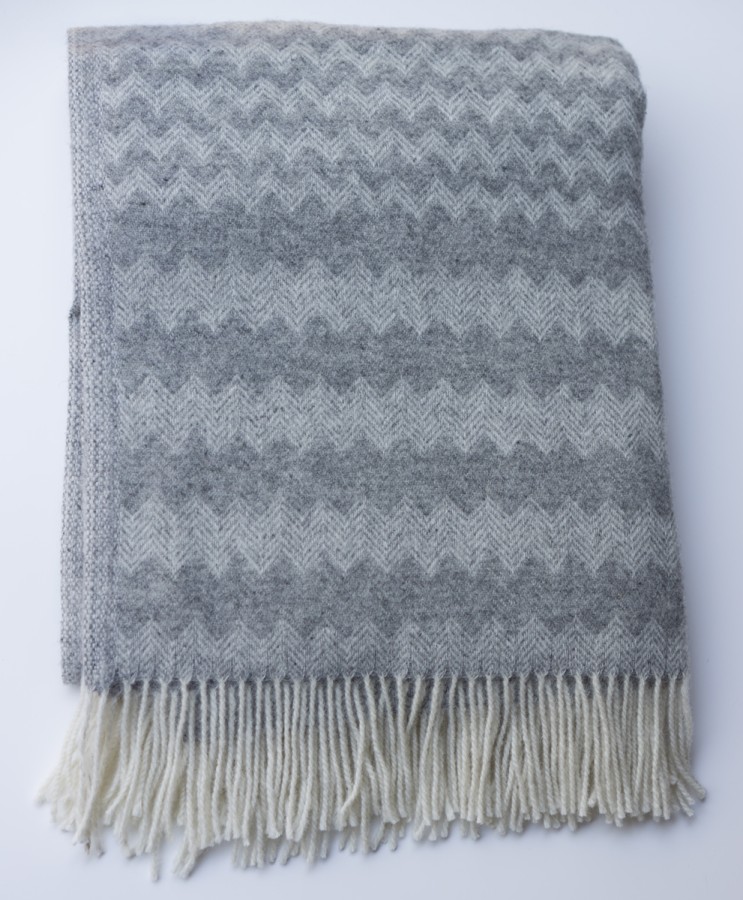 Bright Gray Wool Blanket - Throw