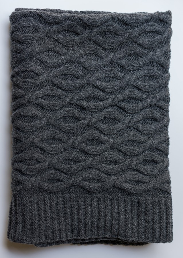 Dark Gray Knitted Blanket - Throw