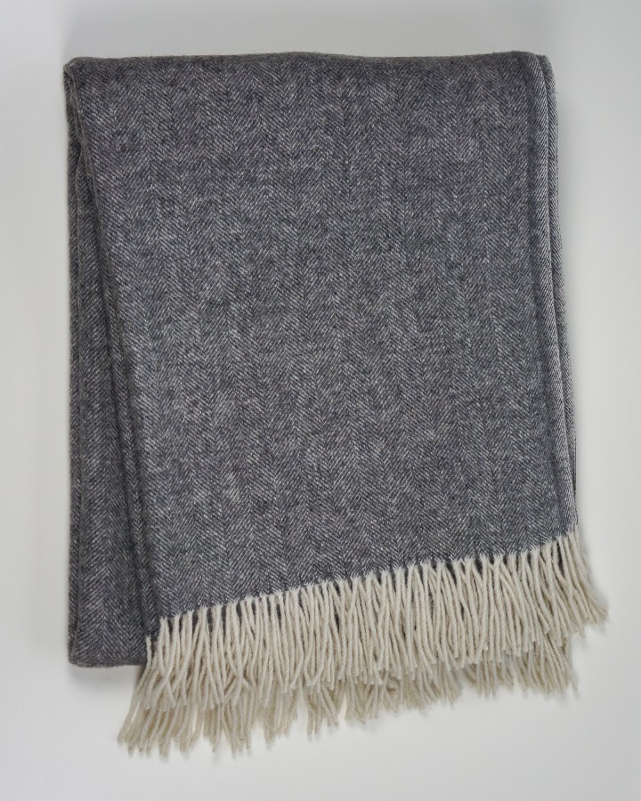 Gray Merino Wool Blanket Throw