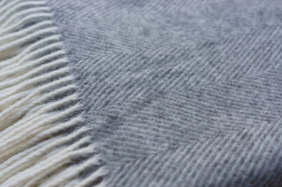 Grey Wool Blanket - Throw With Stripes