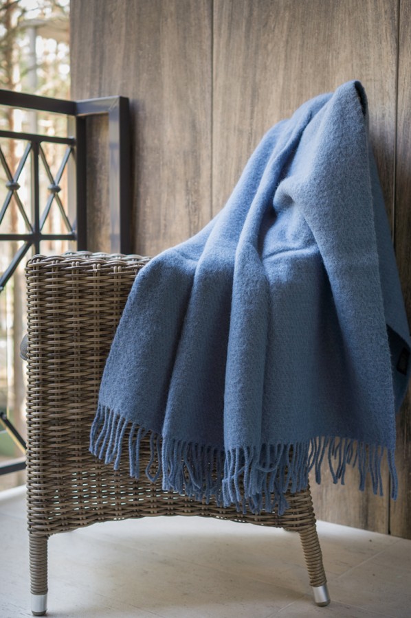 Royal Blue Merino Wool Blanket - Throw