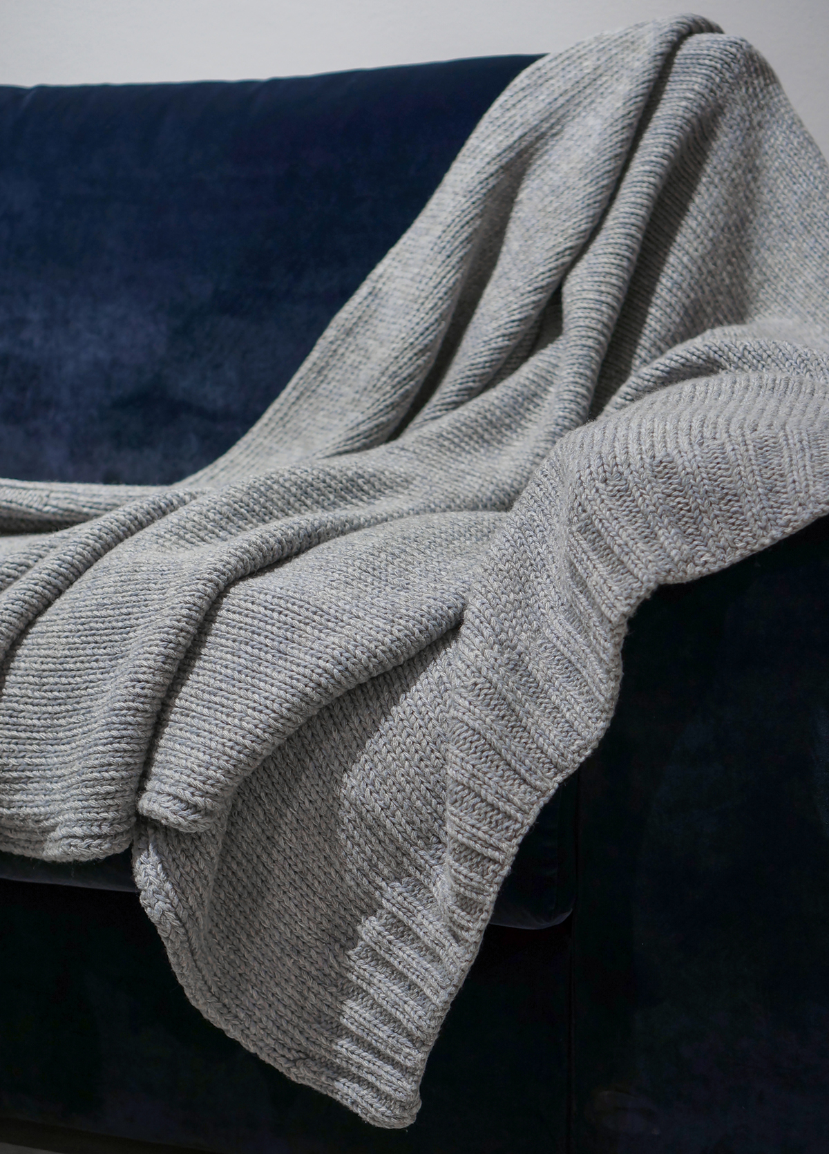 Gray With Blue Tint Merino Wool Blanket Throw Riccio Pecora High Quality Woolen